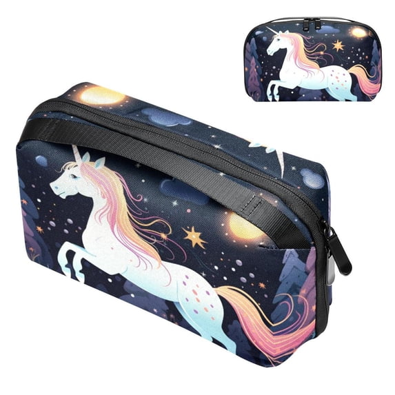 Unicorn Charger Pouch and Storage Box: Oxford Cloth Waterproof USB Cable Organizer and Cell Phone Cord Holder - 5.9x9.44x3.14 in