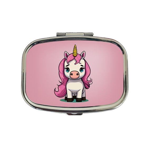 Unicorn Chibi Pink Hair Small Travel Handbag Pill Box Case