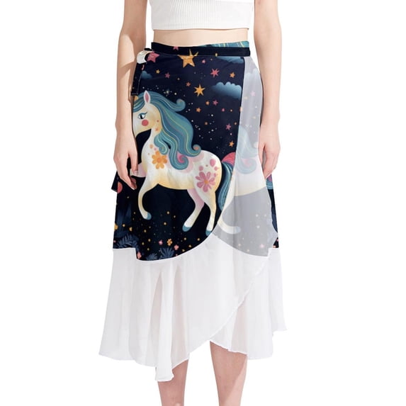 Unicorn Chic Chiffon Summer Dress: Beach Skirt with Polyester Straps