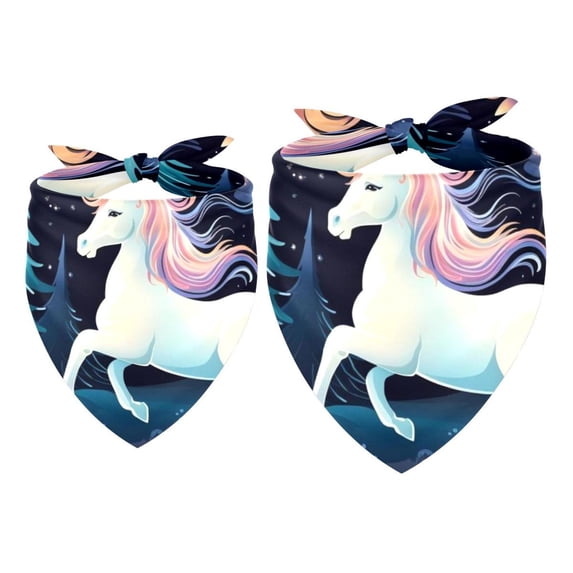 Unicorn Chiffon Yarn Dog Bandanas Pack of Two | Breathable Pet Collars | 40.6x40.6x58/16x16x22.8in, 53.3x53.3x76.2/20.9x20.9x30 in