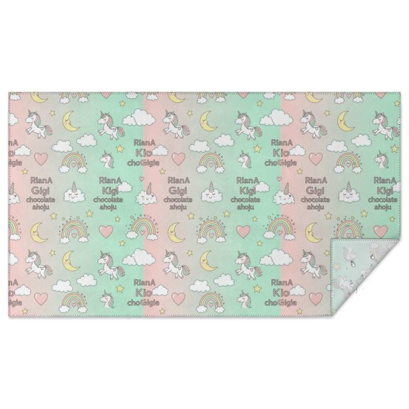 Unicorn and Cloud Green Pattern Rectangle Tablecloth 60"x102", Waterproof Polyester Wipeable Spillproof Table Cover for Dining Camping Indoor and Outdoor Use