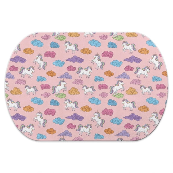 Unicorn and Cloud Pink Pattern Diatomaceous Earth Bath Mat, Kitchen ...