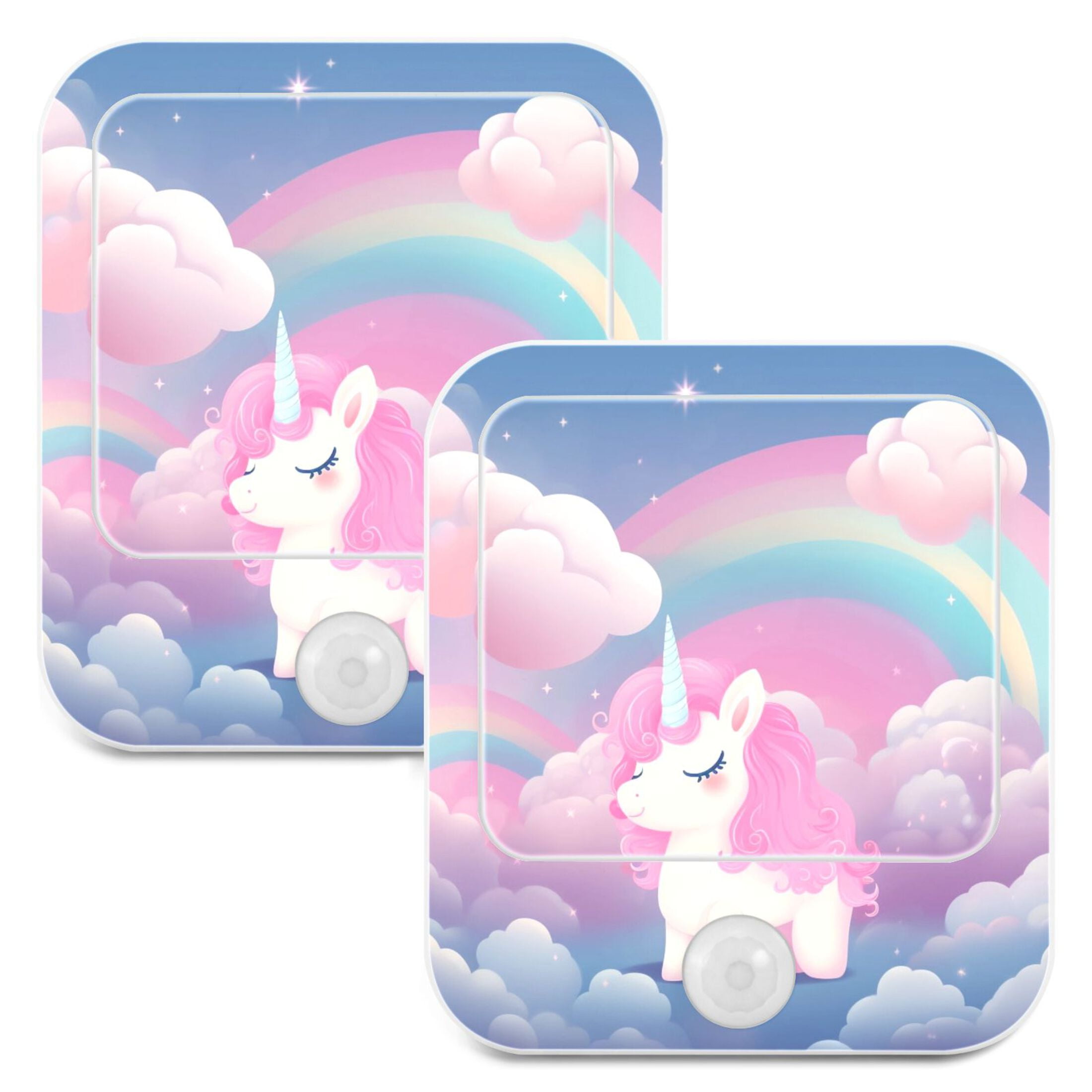 Unicorn Clouds in Rainbow Night Lights Plug into Wall LED with Auto Light Sensor Warm Light for Kids Hallway Bedroom Living Room Kitchen Bathroom Set of 2