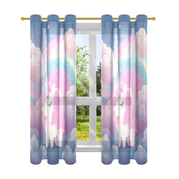 Unicorn Clouds in Rainbow Blackout Curtains Patio Door Curtains Window Decoration for Bedroom Living Room 2 Panels