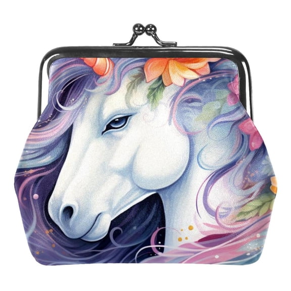Unicorn Coin Purse, Kiss Lock Coin Purse, Large Capacity Coin Pouch, Change Purse Cute Car Coin Holder for Women