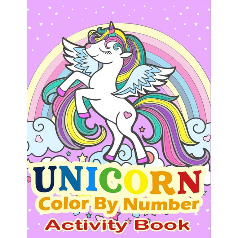 unicorn color by numbers for children and kids ages 4-16