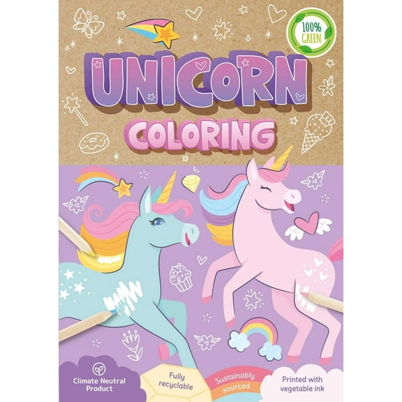 Unicorn Coloring : A Fully Recyclable Coloring Book (Paperback)