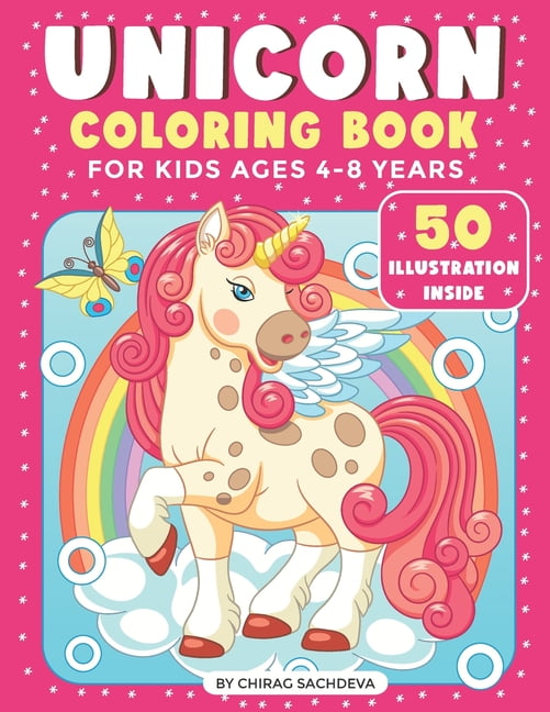 Unicorn Coloring Book: For Kids Ages 4-8, Jumbo Coloring Book - 50 ...