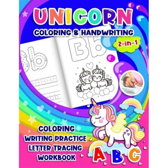 Unicorn Coloring & Handwriting 2 in 1 Coloring Writing Practice letter tracing Workbook: Tracing (Paperback) by Eebook Valley