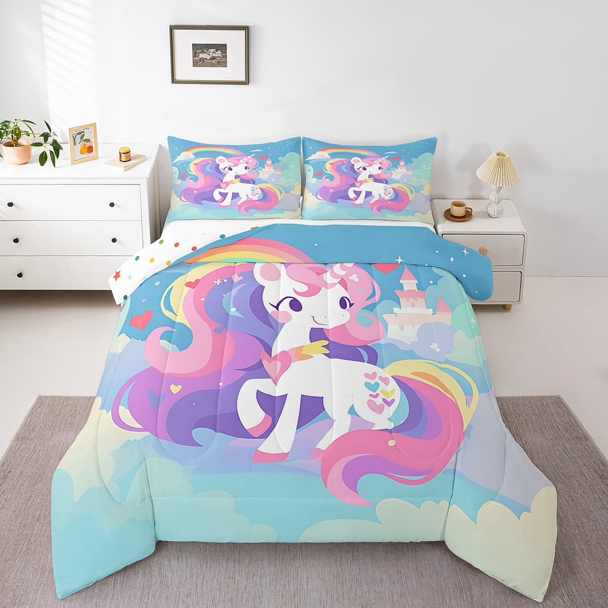 Blue Kawaii Unicorn Bedding main image 1