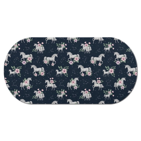 Simpl Pattern Food Unicorn and Constellation Blue Pattern Diatomaceous Earth Bath Mat ...