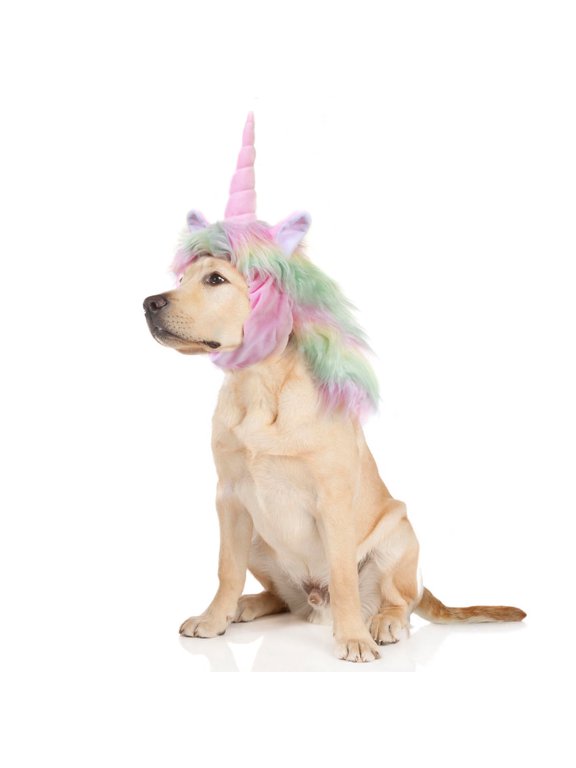 Unicorn Costume for Dogs, Funny Pet Apparel , Furry Dog Clothing Accessories (Size L, Unicorn)