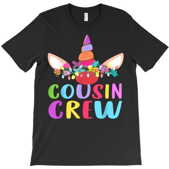 Unicorn Cousin Crew Funny Christmas Pajamas New Year's Eve Family Graphic H23818 Unisex T-Shirt, Up to 5XL Available