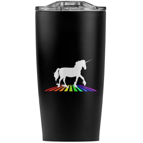 Unicorn Crossing Rainbow Stainless Steel 20 oz Travel Tumbler, Vacuum Insulated & Double Wall with Leakproof Sliding Lid | Great for Coffee/Hot Drinks and Cold Beverages
