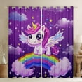 thumbnail image 1 of Unicorn Curtains & Drapes, Rainbow Unicorn Curtains With Stars Cloud, Dreamy Horse 30%-50% Blackout Curtains 42"Wx63"L 2 Panels Teens ren Adults Bedroom, 1 of 6