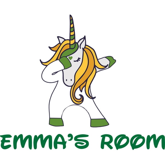 Unicorn Dab Dabbing Cute Heart Customized Wall Decal - Custom Vinyl Wall Art - Personalized Name - Baby Girls Boys Kids Bedroom Wall Decal Room Decor Wall Stickers Decoration Size (12x20 inch)