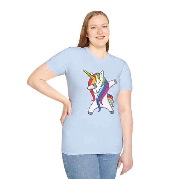 Unicorn Dabbing, Gildan Unisex Softstyle T-Shirt, Funny Graphic Tee, S-3XL