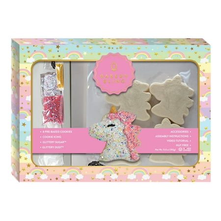Unicorn Designer Cookie Decorating Kit by Bakery Bling | 8 Pre-Baked Vanilla Sugar Cookies with Royal Icing, Glittery Sugar™, and Edible Decorations | Fun DIY Activity for Kids, Parties, and Gifts