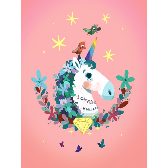 Unicorn Diamond Birds Art Poster Print