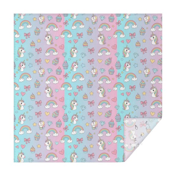 Unicorn and Diamond Pink Pattern Square Tablecloth, Waterproof Wipeable Spillproof Washable Table Cover for Home Kitchen Party and Daily Decor 60"x60"