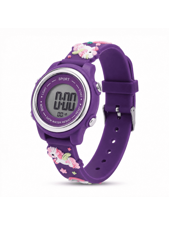 Unicorn Digital Kids Watch With 7-Color Light & 30M Waterproof - Multi-Function Party Favors For Kids, Gifts For Girls & Boys