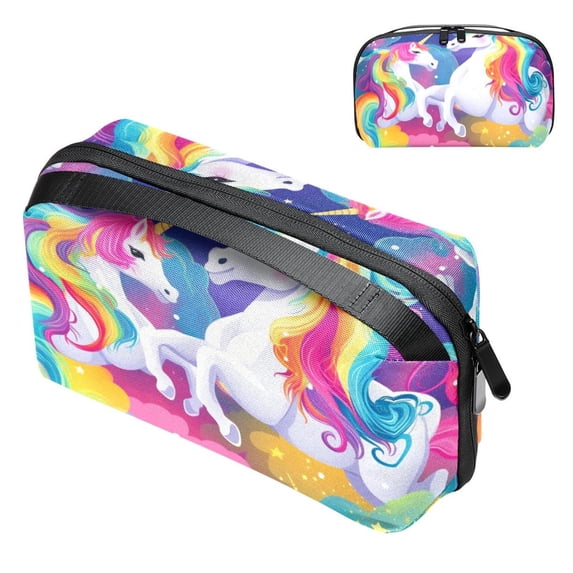 Unicorn Digital Travel Bag Cord Organizer Hard Drive Bags Waterproof Oxford Cloth Cord Storage Organizer Box 5.9x9.44x3.14 in Black Digital Electronic Accessories Organizer Bag