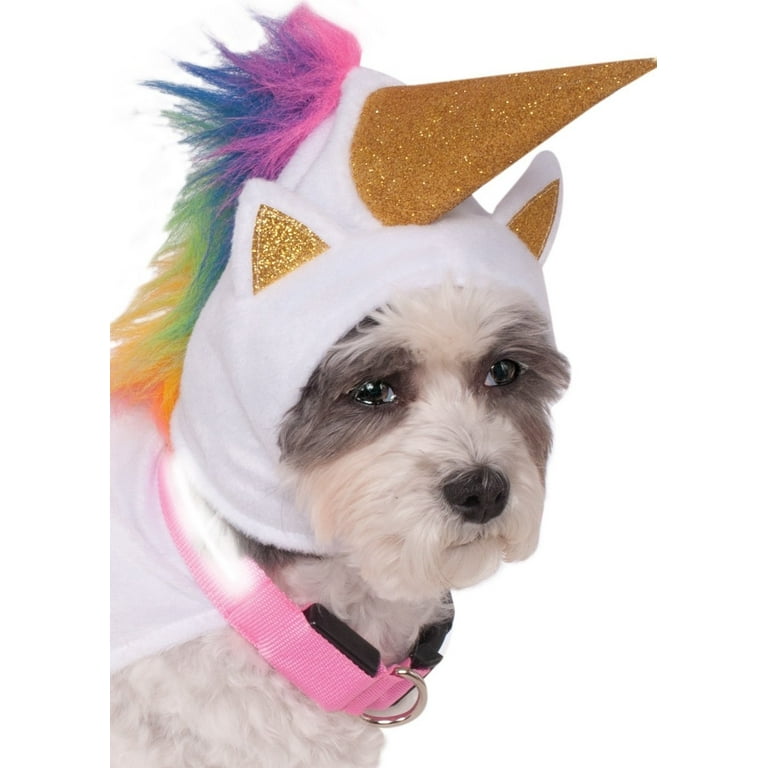 Unicorn Cape With Hood and Lightup Collar Pet Costume Unicorn Cape With Hood and Lightup Collar Pet Costume
