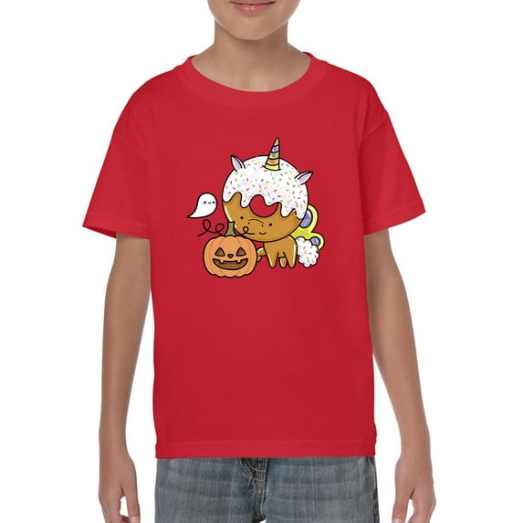 Unicorn Donut And Pumpkin T-Shirt Juniors -Image by Shutterstock, Large