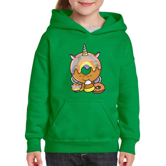 Unicorn Donut With Candycorn Hoodie Juniors -Image by Shutterstock, Large