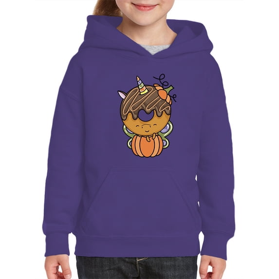 Unicorn Donut With Pumpkin Hoodie Juniors -Image by Shutterstock, Medium