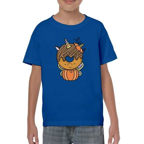 Unicorn Donut With Pumpkin T-Shirt Juniors -Image by Shutterstock, Medium