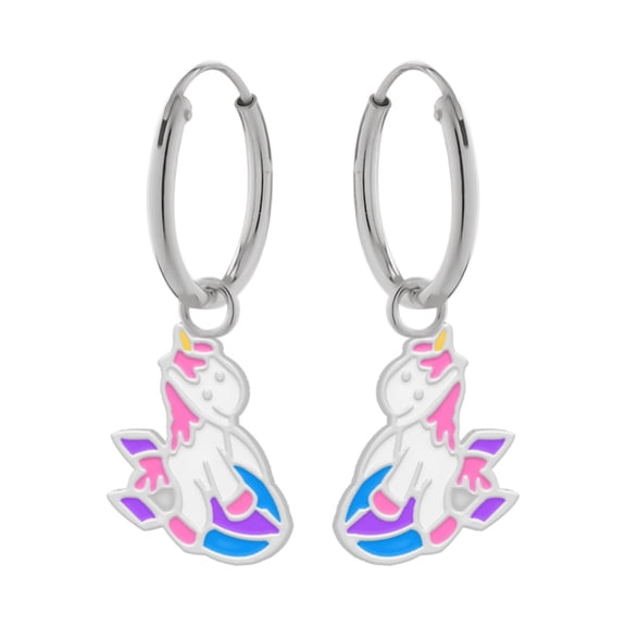 Unicorn Dragon 925 Sterling Silver Hoop Earrings
