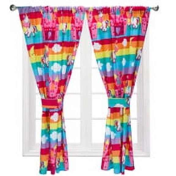 Unicorn Dreams 4 Piece (2 Panels, 2 Tiebacks) Drapes