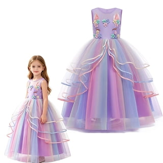 Unicorn Dress for Girls Unicorn Costume Pageant Princess Dress Party Birthday Christmas Long Gown with Accessories