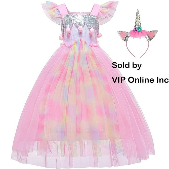 Unicorn Dress for Girls Unicorn Costume Pageant Princess Party Dress with Headband