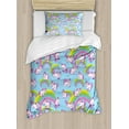 thumbnail image 1 of Unicorn Duvet Cover Set Twin Size, Repeating Pattern Mystical Ancient Beast Purity Grace Friendship Symbol Graphic Art, Decorative 2 Piece Bedding Set with 1 Pillow Sham, Multicolor, by Ambesonne, 1 of 3