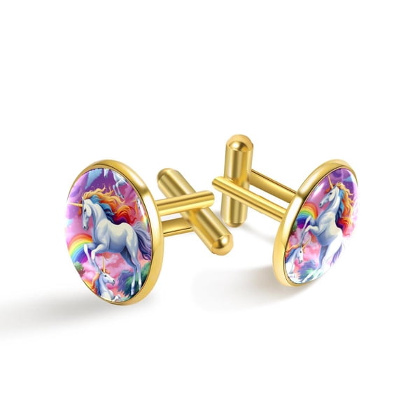 Unicorn Elegant Men's Cufflinks Set, for Formal Attire, Made of Stainless Steel, Ideal for Business Meetings and Special Occasions - Silver Jewelry for Men