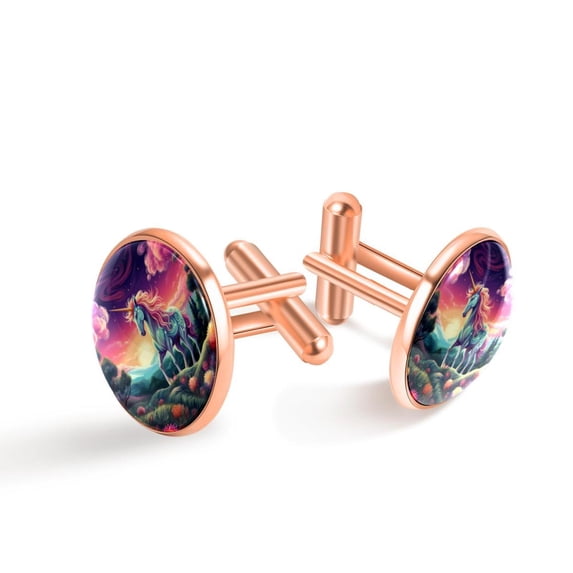 Unicorn Elegant Men's Stainless Steel Shirt Cufflinks - Suitable for Formal Attire - for Weddings and Business Meetings