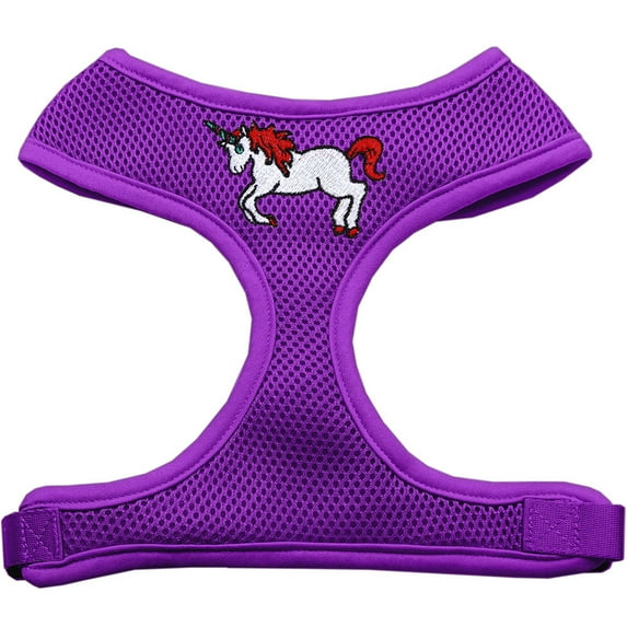 Unicorn Embroidered Soft Mesh Pet Harness Purple Small