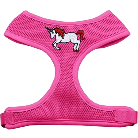 Unicorn Embroidered Soft Mesh Pet Harness Pink Large