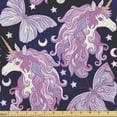thumbnail image 1 of Unicorn Fabric by the Yard Upholstery, Mythical Animal with Colorful Mane Butterflies Stars Crescent Moons Fantasy World, Decorative Fabric for DIY and Home Accents, 5 Yards, Multicolor by Ambesonne, 1 of 4