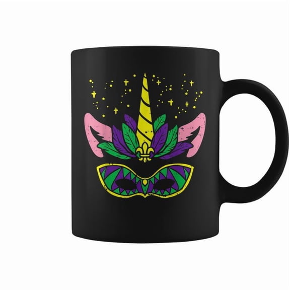 Unicorn Face Jester Mask Funny Mardi Gras Carnival Girls Coffee Mugs
