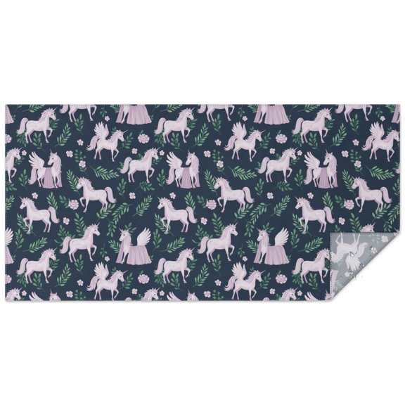 Unicorn and Fairy Blue Pattern Rectangle Tablecloth 60"x120", Waterproof Polyester Wipeable Spillproof Table Cover for Dining Camping Indoor and Outdoor Use