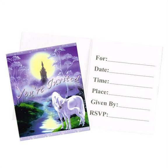 Unicorn 'Fairy Tale' Invitations w/ Envelopes (8ct)
