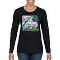 thumbnail image 1 of Unicorn Fanstasy Island Castle Animal Lover Female Graphic Long Sleeve T-Shirt, Black, Small, 1 of 3
