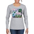 thumbnail image 1 of Unicorn Fanstasy Island Castle Animal Lover Female Graphic Long Sleeve T-Shirt, Heather Grey, Small, 1 of 3