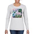 thumbnail image 1 of Unicorn Fanstasy Island Castle Animal Lover Female Graphic Long Sleeve T-Shirt, White, Small, 1 of 3