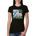 thumbnail image 1 of Unicorn Fanstasy Island Castle Animal Lover Female Slim Fit Junior Tee, Black, Small, 1 of 3