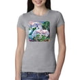 thumbnail image 1 of Unicorn Fanstasy Island Castle Animal Lover Female Slim Fit Junior Tee, Heather Grey, Small, 1 of 3