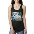 thumbnail image 1 of Unicorn Fanstasy Island Castle Animal Lover Ladies Racerback Tank Top, Black, Small, 1 of 3